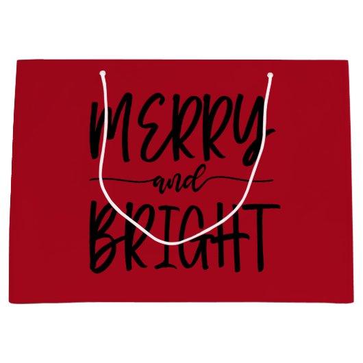 Vrolijk en helder Elegant Script Red Christmas Groot Cadeauzakje (Voorkant)