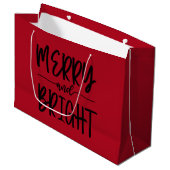 Vrolijk en helder Elegant Script Red Christmas Groot Cadeauzakje (Voorkant Gekanteld)