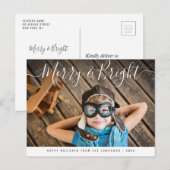 Vrolijk en helder | Elegante kerstletters Briefkaart (Voorkant / Achterkant)