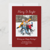 Vrolijk en helder Familie Foto Rode Kerst Feestdagenkaart (Voorkant)