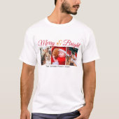 Vrolijk en helder familie kerst foto's script t-shirt (Voorkant)