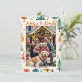 Vrolijk en helder | Familiefoto Kerstmis Feestdagenkaart (Staand voorkant)