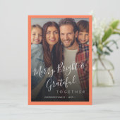 Vrolijk en helder familiefoto moderne kerst feestdagenkaart (Staand voorkant)