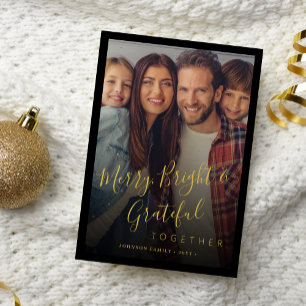 Vrolijk en helder familiefoto moderne kerst feestdagenkaart