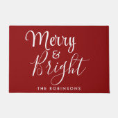 Vrolijk en helder familienaam Red Holiday Deurmat (Voorkant)