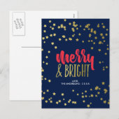 Vrolijk en helder | Faux Gold Stars Feestdagenkaart (Voorkant / Achterkant)