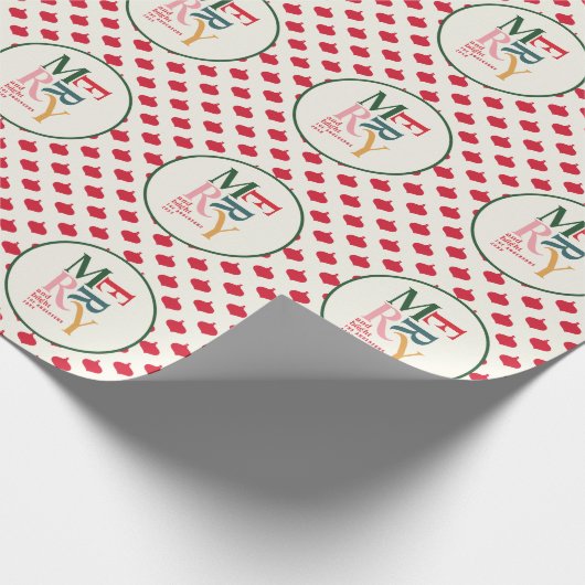 Vrolijk en helder feestelijk kleurrijk kerstfeest cadeaupapier (Hoek)