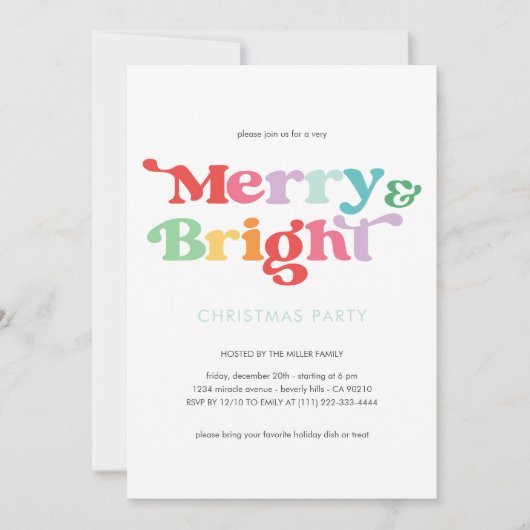 Vrolijk en helder feestelijk kleurrijke retro mini kaart (Voorkant)