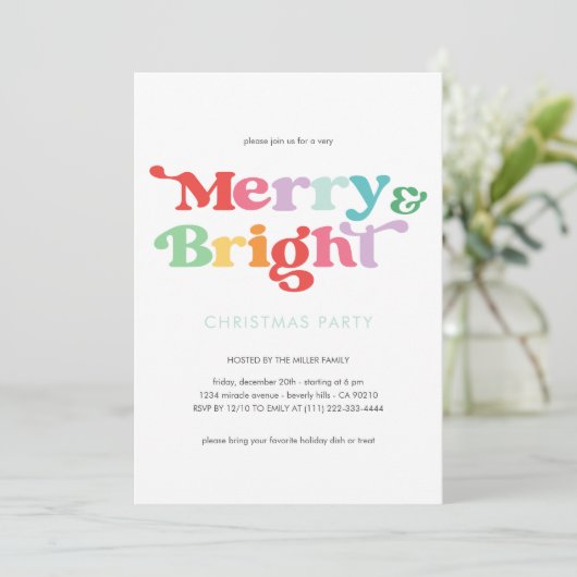 Vrolijk en helder feestelijk kleurrijke retro mini kaart (Staand voorkant)