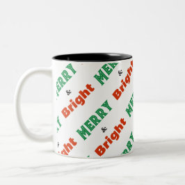 Vrolijk en helder feestelijk rood groen wit kerst tweekleurige koffiemok