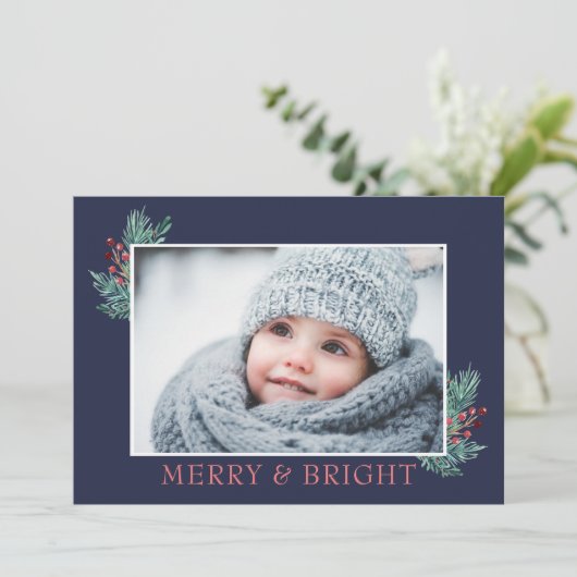 Vrolijk en helder feestelijke vakantie fotokaart feestdagenkaart (Staand voorkant)