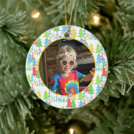 Vrolijk en helder foto kerst ornament