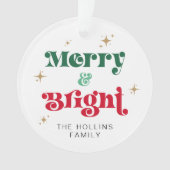 Vrolijk en helder foto kerst ornament retro (voorkant)