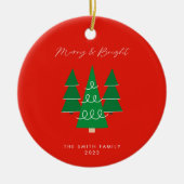 Vrolijk en helder Foto Modern Red Circle Ornament (Voorkant)