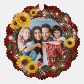 Vrolijk en helder foto rustieke zonnebloem kerst ornament kaart (Voorkant)