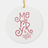 Vrolijk en helder fotonaam Roos Gold Christmas Keramisch Ornament (Voorkant)