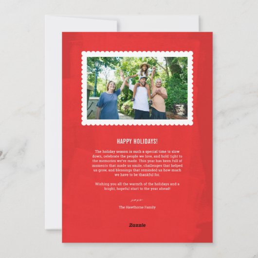 Vrolijk en helder geblokte vakantiefotokaart feestdagenkaart (Achterkant)