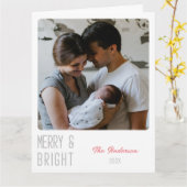 Vrolijk en helder gepersonaliseerd fotokerstfeest kaart (Gele Bloem)