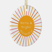 Vrolijk en helder Gepersonaliseerd Geel Keramisch Ornament (Rechts)