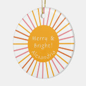 Vrolijk en helder Gepersonaliseerd Geel Keramisch Ornament (Links)