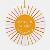 Vrolijk en helder Gepersonaliseerd Geel Keramisch Ornament (Achterkant)