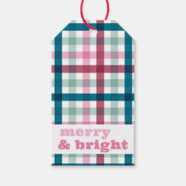 Vrolijk en helder Gingham Christmas Gift Label Cadeaulabel