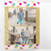 Vrolijk en helder glitter Confetti kerst Drieluik Wenskaart (Binnenzijde eerst)