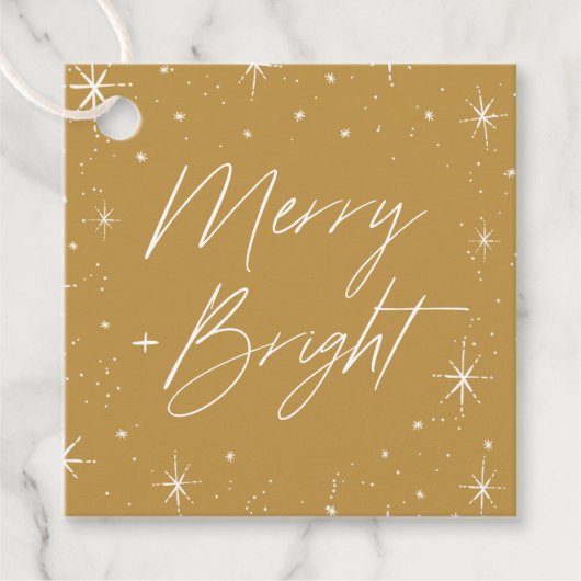 Vrolijk en helder goud Kerstmis Bedankjes Labels (Voorkant)