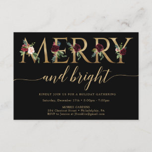 Vrolijk en helder gouden kerstfeest uitnodigingen