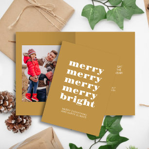 Vrolijk en helder · Gouden moderne kerstfoto Feestdagen Kaart