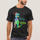 Vrolijk en helder grappig kerst dinosaurus t-shirt (Voorkant)