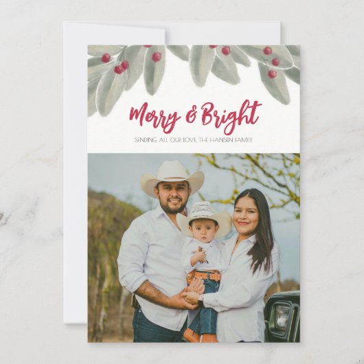 Vrolijk en helder groen en rode kerst Kaart (Voorkant)