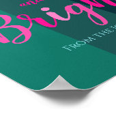 Vrolijk en helder groen en roze kerst poster (Hoek)