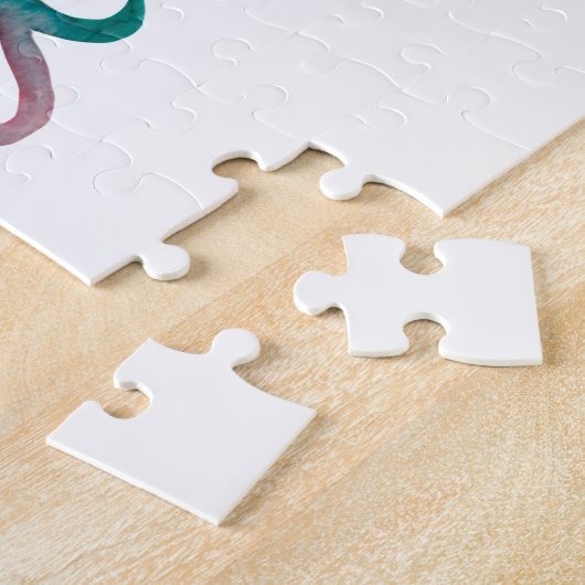 Vrolijk en helder - groen en roze legpuzzel (Zijkant)