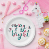 Vrolijk en helder - groen en roze papieren bordje (Feest)