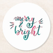 Vrolijk en helder - groen en roze ronde kartonnen onderzetter (Voorkant)