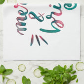 Vrolijk en helder - groen en roze theedoek (Gevouwen)