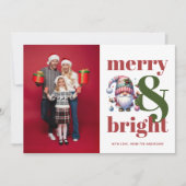 Vrolijk en helder groen rode kerstfoto feestdagenkaart (Voorkant)