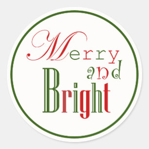 Vrolijk en helder, groene en rode Kerst stickers