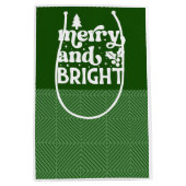 Vrolijk en helder groene kerstcadeautas medium cadeauzakje (Voorkant)