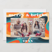 Vrolijk en helder Groovy Retro Foto Feestdagenkaart (Voorkant)