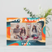 Vrolijk en helder Groovy Retro Foto Feestdagenkaart (Staand voorkant)