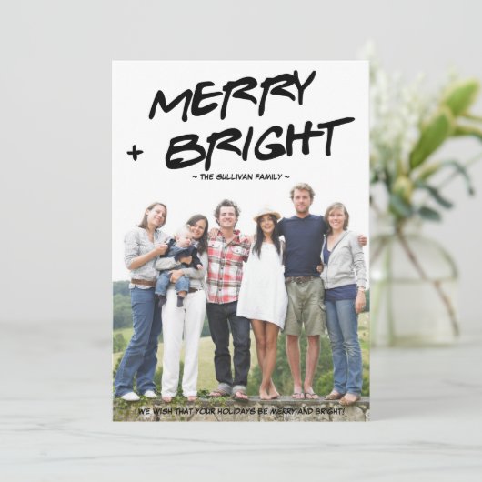 Vrolijk en helder hand geborstelde typografie Foto Feestdagenkaart (Staand voorkant)