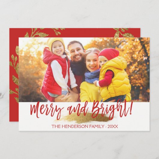 Vrolijk en helder handgeschreven script fotokaart feestdagenkaart (Voorkant / Achterkant)