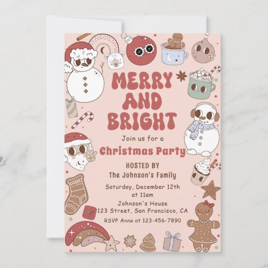 Vrolijk en helder Hippie Kerstfeest Kaart (Voorkant)