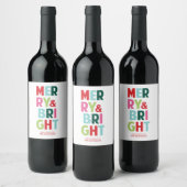 Vrolijk en helder Holiday Wine Bottle Label Wijn Etiket (Flessen)