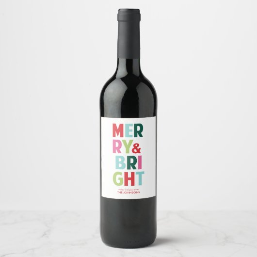 Vrolijk en helder Holiday Wine Bottle Label Wijn Etiket (Voorkant)
