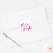 Vrolijk en helder Hot Pink Script Kerstmis Ronde Sticker (Envelop)