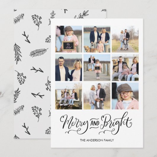 Vrolijk en helder kalligrafie kerstkaart kaart (Voorkant / Achterkant)