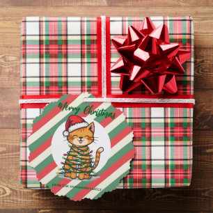 Vrolijk en helder kat Kerst poes sneeuw winter Ornament Kaart